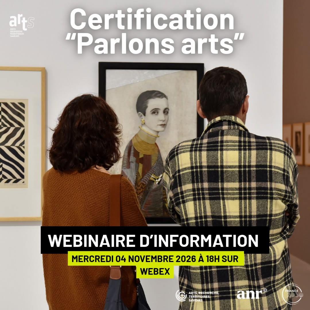 🎓 WEBINAIRE D’INFORMATION : CERTIFICATION « PARLONS ARTS » 2026-2027
Vous souhaitez enrichir votre parcours et vous former aux enjeux culturels et artistiques ? 💡 La Certification « Parlons arts » revient pour l'année universitaire 2026-2027 !
🗓️ Période de candidature : Dès le 22 octobre 2026
Pour tout savoir sur le programme, les modalités et poser vos questions en direct, participez à notre webinaire d'information animé par Zoé Schweitzer, responsable pédagogique de la certification !
📅 Quand ? Mercredi 4 novembre 2026 à 18h
💻 Où ? En distanciel sur Webex
🔗 Lien de connexion & informations :
Retrouvez le lien d'accès direct au Webex et la fiche détaillée sur notre site (lien dans la bio 🔗).
📩 Une question ? Contactez-nous :
• zoe.schweitzer@univ-st-etienne.fr
• institut-arts@univ-st-etienne.fr
N'hésitez pas à partager ce post à toute personne intéressée ! ✨
#InstitutARTS #UniversiteJeanMonnet #SaintEtienne #ParlonsArts #Webinaire #Orientation #Culture #Arts #Formation #Université