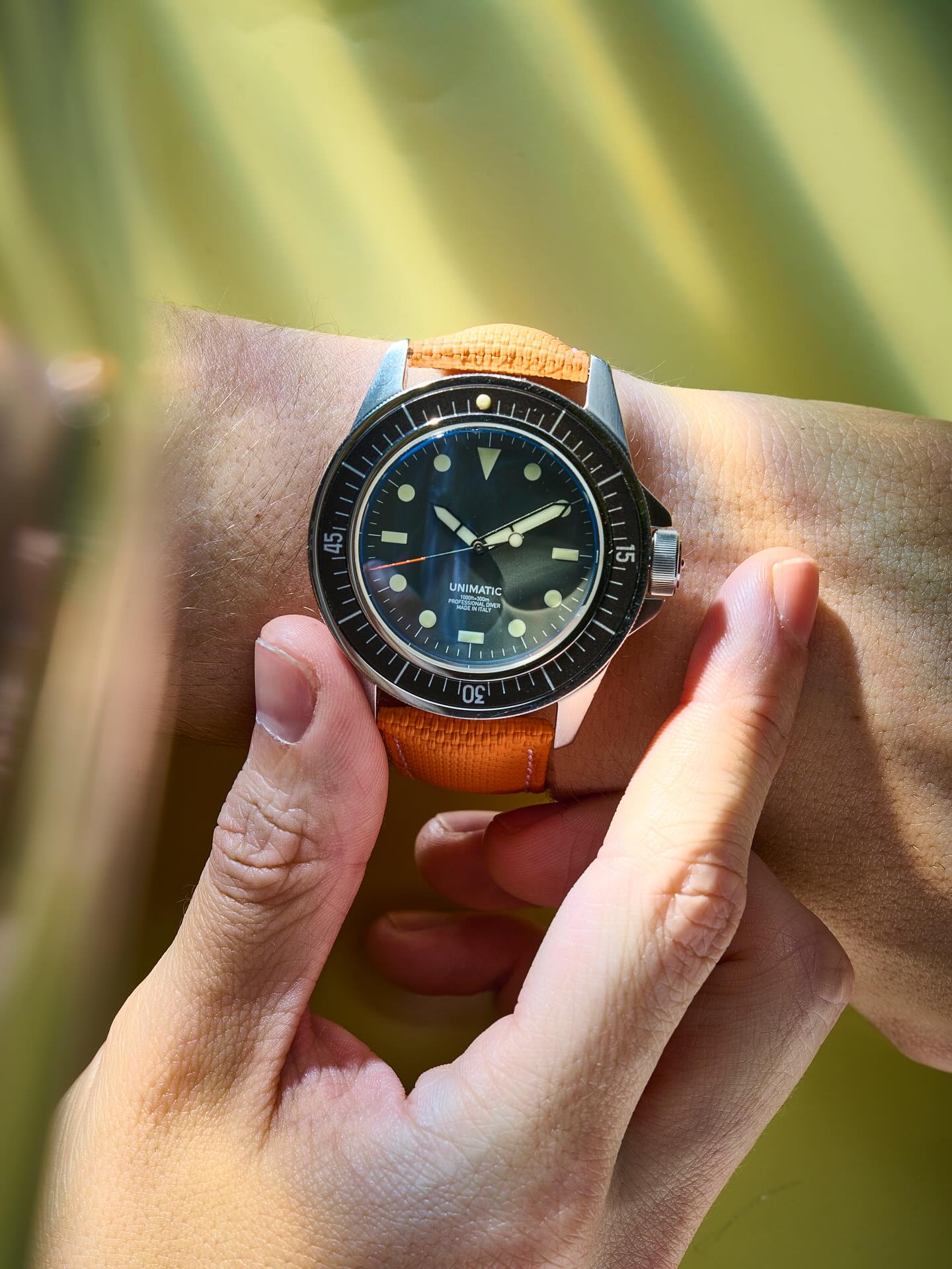 Our Velcro strap in bold orange rubber with white stitching brings a fresh style to any diver or....