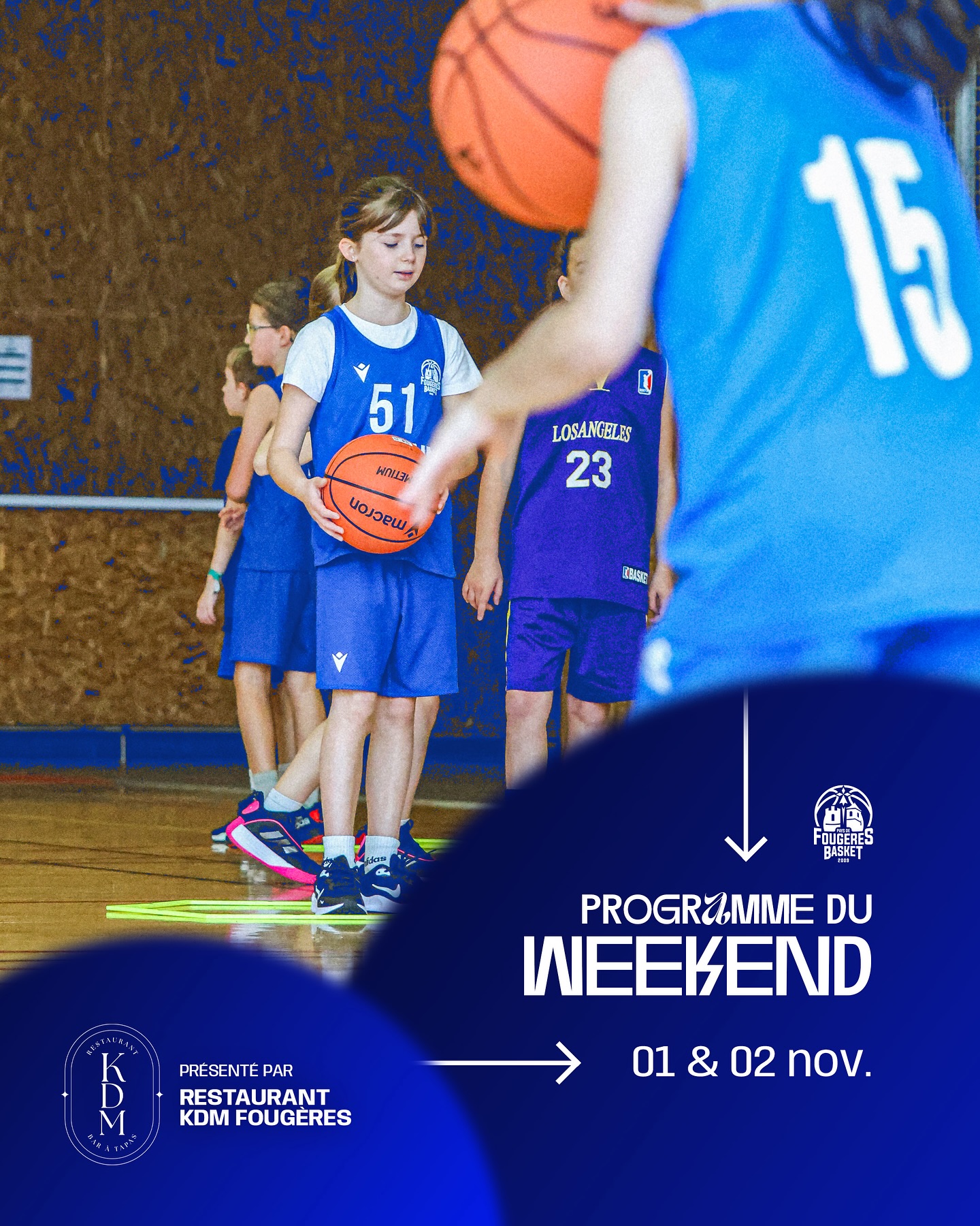 𝐖𝐄𝐄𝐊-𝐄𝐍𝐃 📆
👉🏼 Présenté par @kdm_fougeres 
⚔️ NM1 - J09 - Choc face au leader, les Sables
🏀 Le planning des matchs est disponible sur le site internet du club