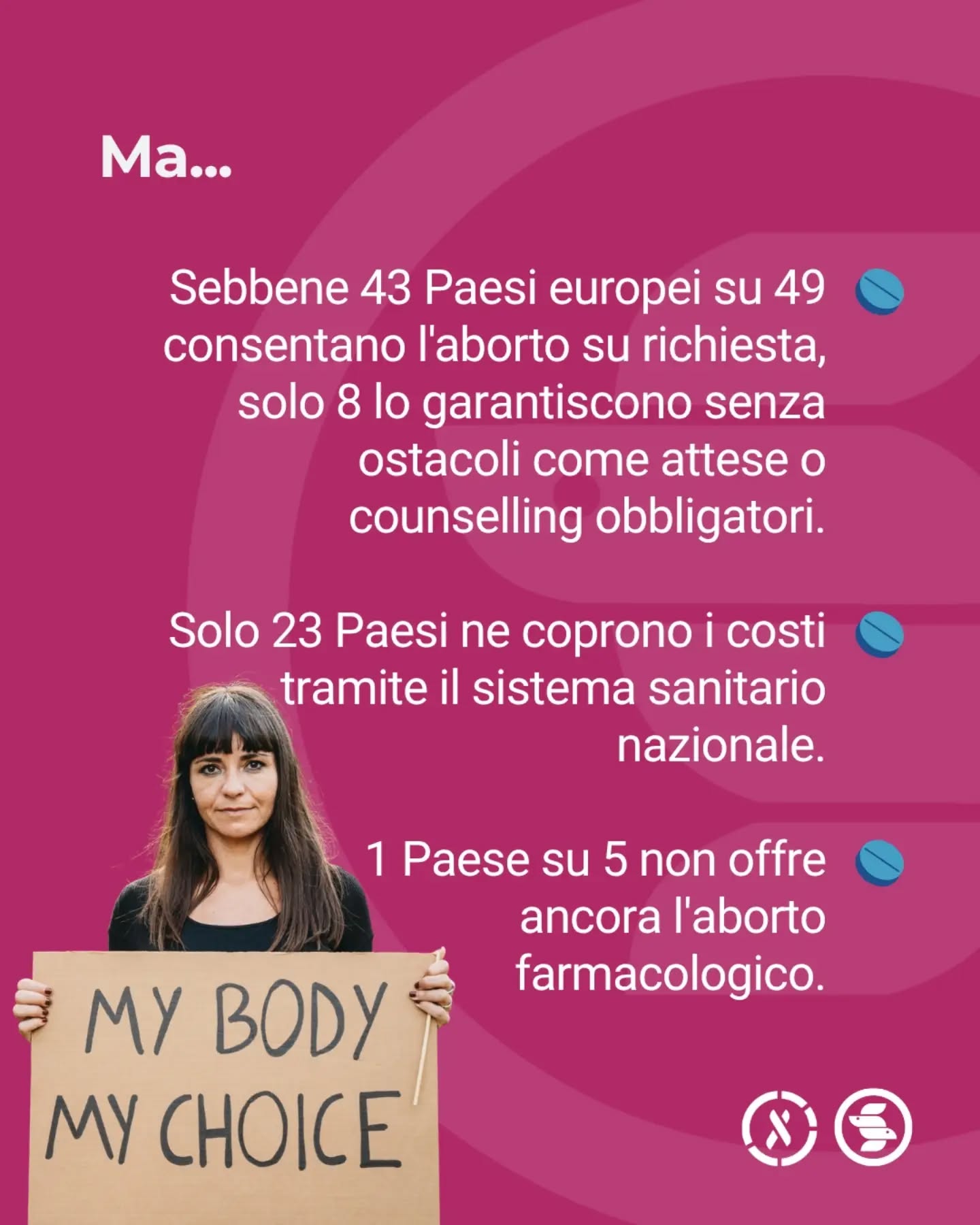 Rendere l'aborto illegale o inaccessibile non lo ferma: lo rende solo pericoloso.
Ogni anno in Europa quasi mezzo milione di persone ricorre ad aborti clandestini a causa di barriere legislative, culturali e burocratiche. Dove l'accesso legale viene ostacolato o negato, la salute e la vita delle persone vengono messe a rischio.
Oggi, nella Giornata Mondiale per l'Aborto Sicuro, ricordiamo che l'autodeterminazione e la salute non sono concessioni, ma diritti umani che devono essere garantiti a chiunque, ovunque e senza barriere.
Garantire un aborto sicuro significa tutelare la salute di tuttɛ